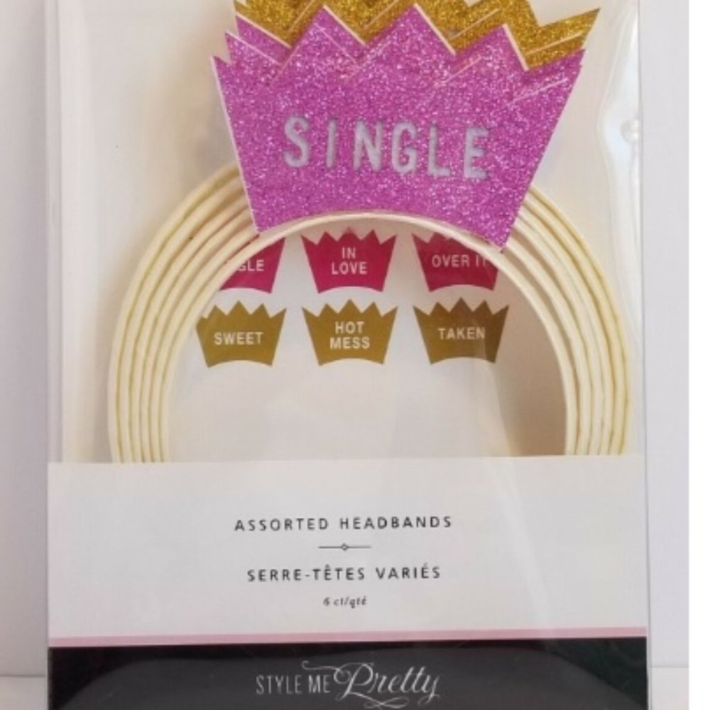 (6) Style Me Pretty Fun Bride/Bachelorette Headbands Party Favors
